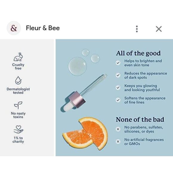 NIB Fleur&Bee Nectar of the Sea Vitamin C Serum - Picture 2 of 11